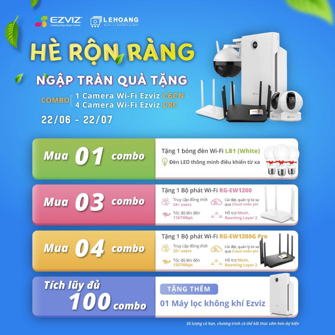 Hè rộn ràng ngập tràn quà tặng cùng Ezviz - Ruijie Lê Hoàng