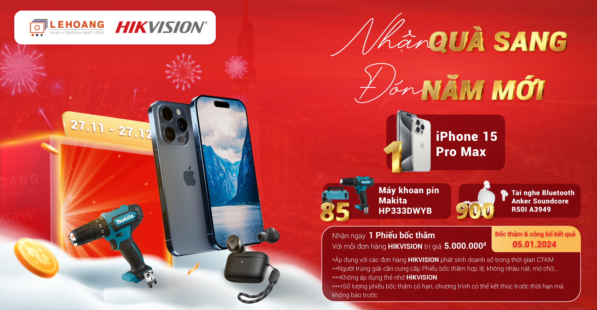 nhan-qua-sang-don-nam-moi-lucky-draw-iphone-15-pro-max-hikvision-le-hoang